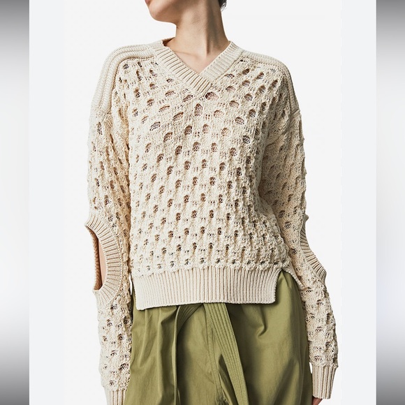 Stella McCartney Perforated Cream Open Knit Sweater